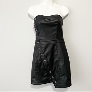 TOBI black polyurethane bodycon dress tube sleeveless link size small